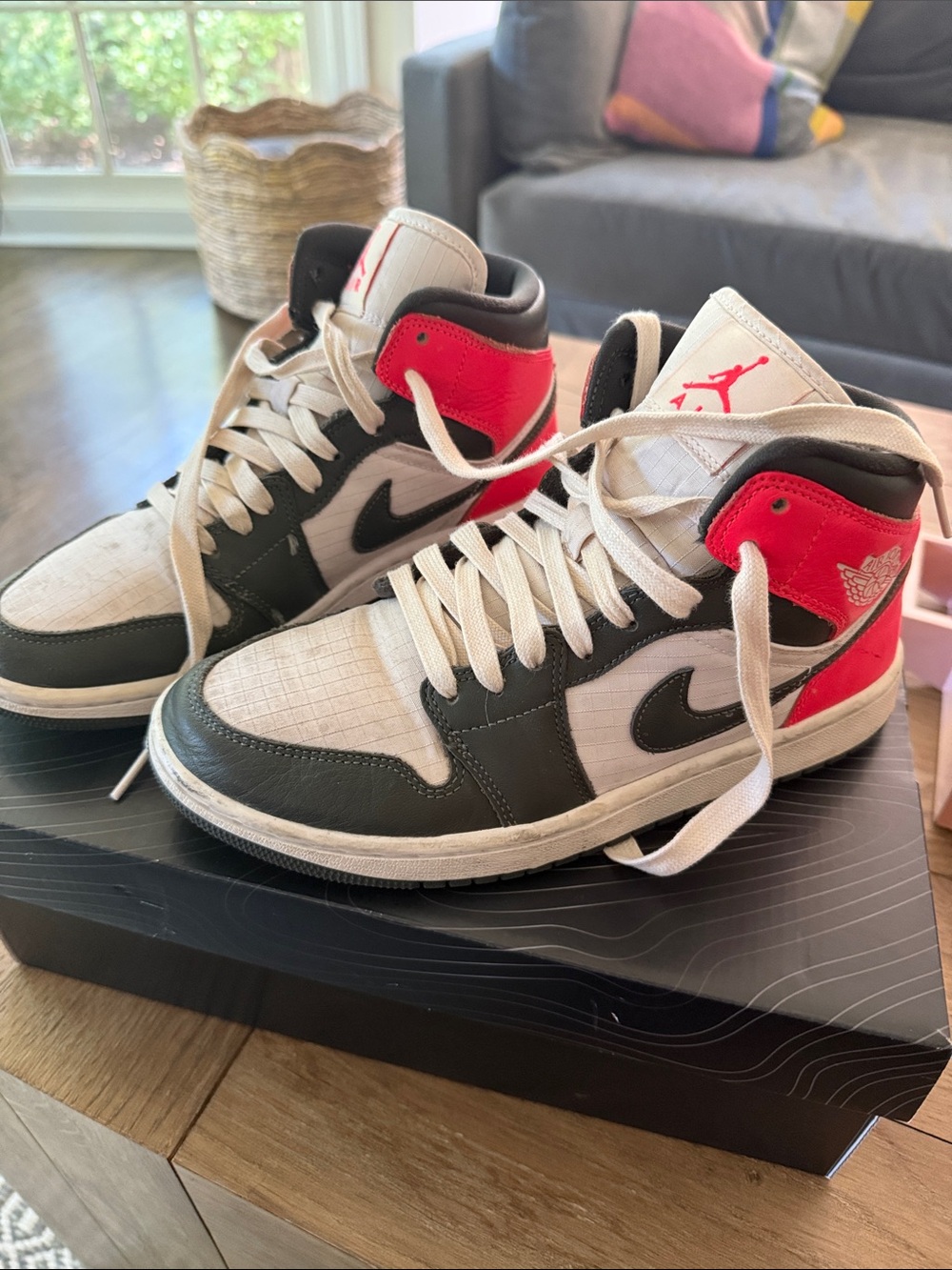 Nike Women's High-Top Sneakers in White, Black & Red